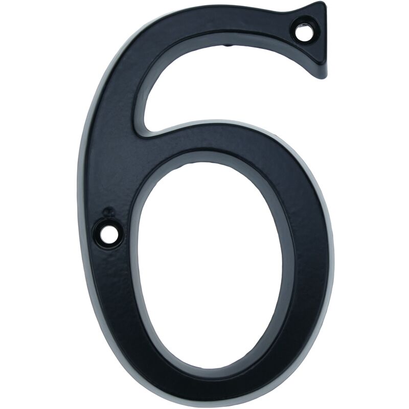 Image of Numero 6 in metallo nero 95mm con viti per la segnaletica - Primematik