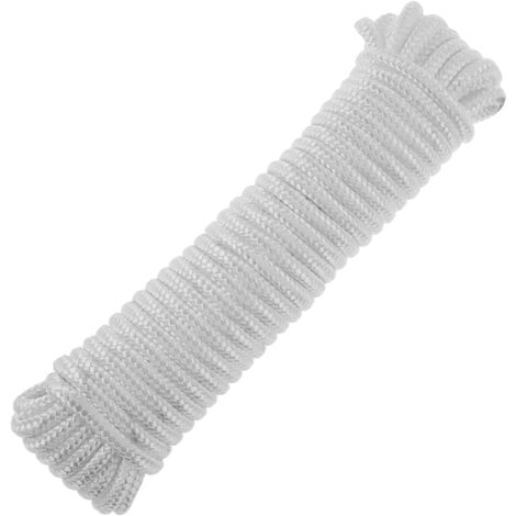 PrimeMatik - Nylon braided rope 20 m x 6 mm white