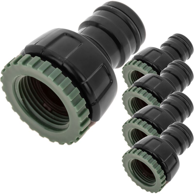 Pack de 5 adaptateurs de robinet femelle avec filetage 3/4 - 1 pouce couleur noir et vert - Primematik