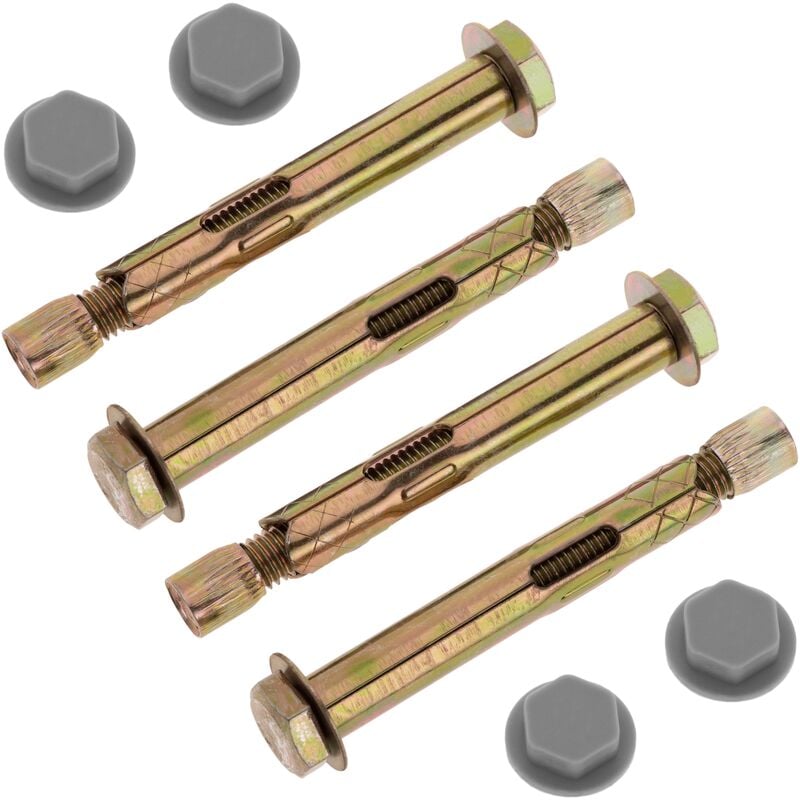 Primematik - Pack of 4 metal expansion plugs with 12x85mm screw with Gray cap
