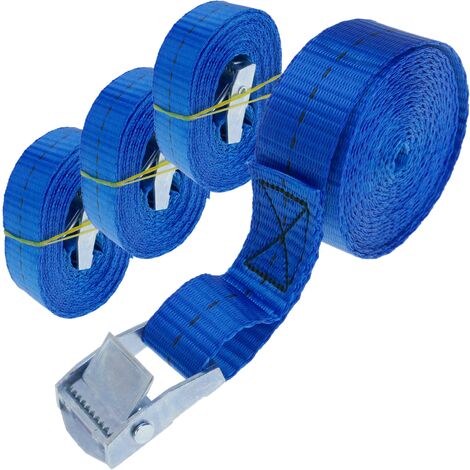 PrimeMatik - Packung mit 4 Spanngurten mit Schnalle 4m x 25mm 250Kg, Farbe blaue
