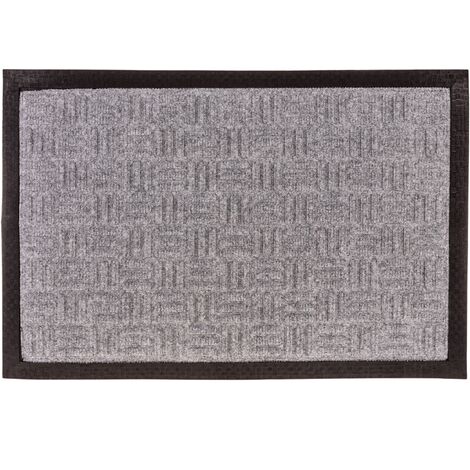 PrimeMatik - Paillasson rectangulaire en polypropylène lisse gris foncé 60x40cm