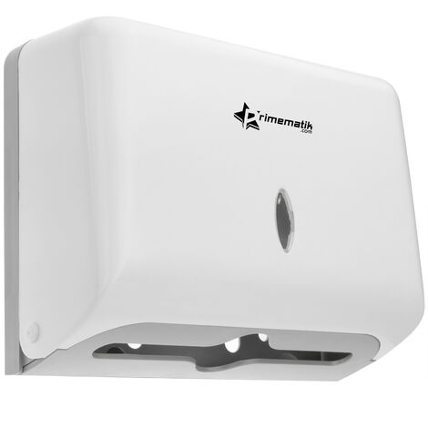 PrimeMatik - Papiertuchspender für hygienische Einzeltuchentnahme. Toilettenpapierhalter Handtuchspender in weiss 268x103x204mm