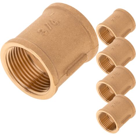 PrimeMatik - Paquet de 5 unités Manchon femelle 3/4" en laiton zingué pour installations d'eau