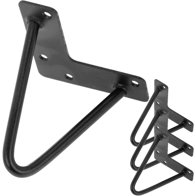 Primematik - Pieds pour table et meuble Pieds noirs métallisés 2 tiges 15 cm paquet de 4