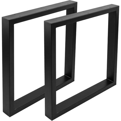 PrimeMatik - Pieds rectangulaire de table en acier 680 x 80 x 710 mm 2-pack, base 680 x 80 mm