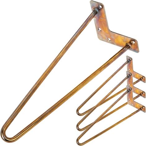 PrimeMatik - Pies para mesa y mueble Patas en acero 2 varillas 41 cm cobre 4-pack