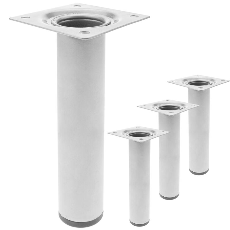 

Pies redondos para mesa y mueble. Patas en acero gris de 25cm 4-pack - Primematik