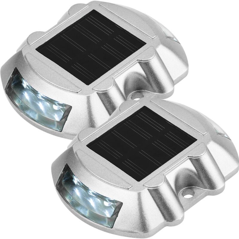 PrimeMatik - Plot routier solaire LED de signalisation 108x95x22mm aluminium 2-pack