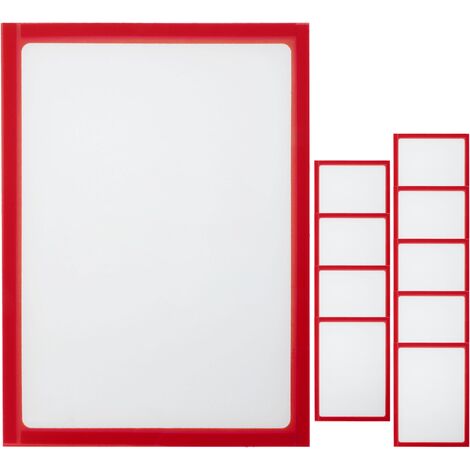 PrimeMatik - Pochette magnétique d'affichage document en format A5 avec cadre flexible rouge (10 pièces)
