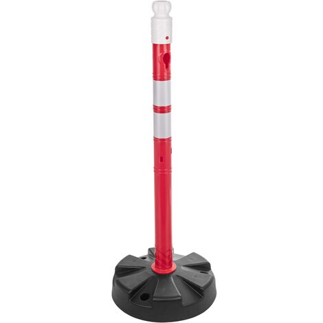 PrimeMatik - Poteau séparateur de chaîne pour la gestion des files d'attente 35 x 105 cm blanc rouge