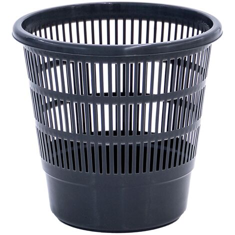 PrimeMatik - Poubelle grillagée 31x30 cm d'une capacité de 16L en PVC noir