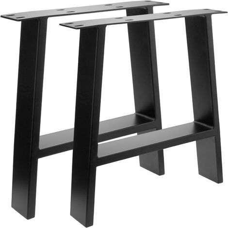 main image of "PrimeMatik - Rectangular legs for small table of black steel 400 x 80 x 430 mm 2-pack"