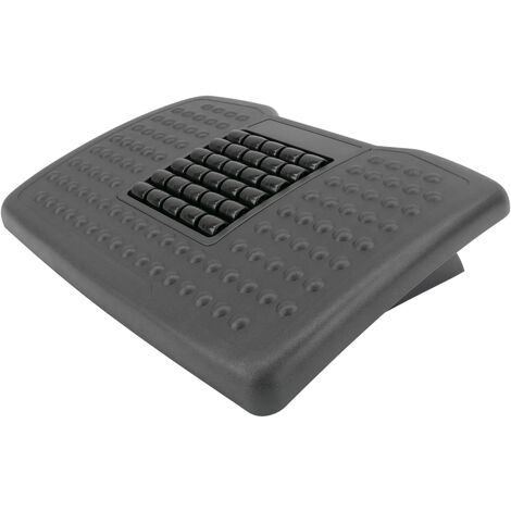 PrimeMatik - Repose-pieds avec plateau réglable en plastique noir 455 x 330 mm avec massage