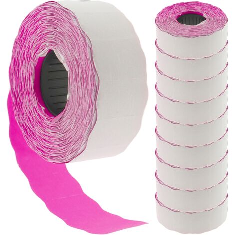 PrimeMatik - Rollo bobina de 1000 etiquetas adhesivas rosas 26x16 mm 10 unidades