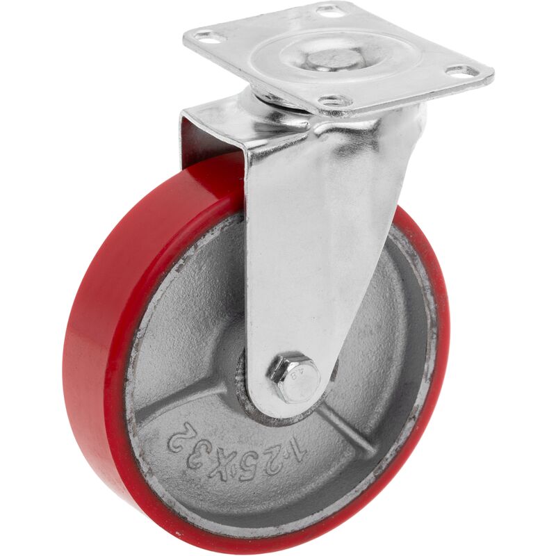 Primematik - Roue pivotante industrielle en polyuréthane et métal sans frein 125 mm