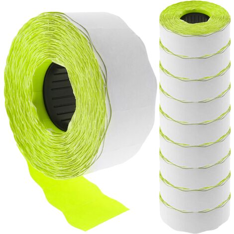 PrimeMatik - Rouleaux bobine 800 autocollants jaune 22x12 mm 10 unités
