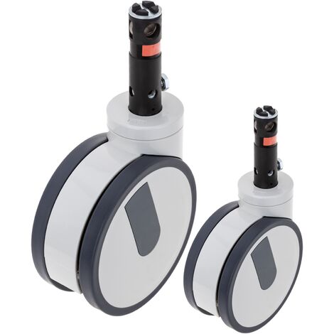 PrimeMatik - Roulettes doubles pivotantes à commande centrale pour lit médicalisé, serrage de type tige creuse, 150x70x185mm 2-pack