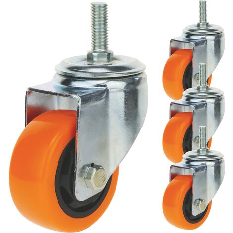 PrimeMatik - Roulettes pivotantes roue industrielle en polyuréthane sans frein 75 mm M12 4-pack