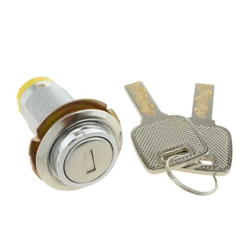 Image of Primematik - Serratura blocco cam di sicurezza 37mm x M18 con chiave piatto con interruttore giallo