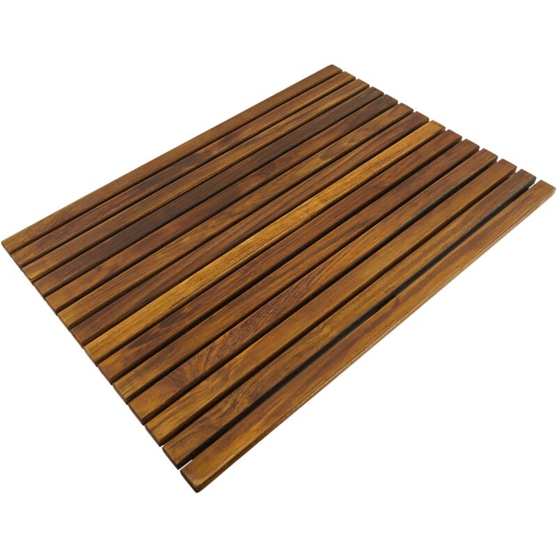 Shower mat 70 x 50 cm rectangular. Certified teak wooden platform - Primematik
