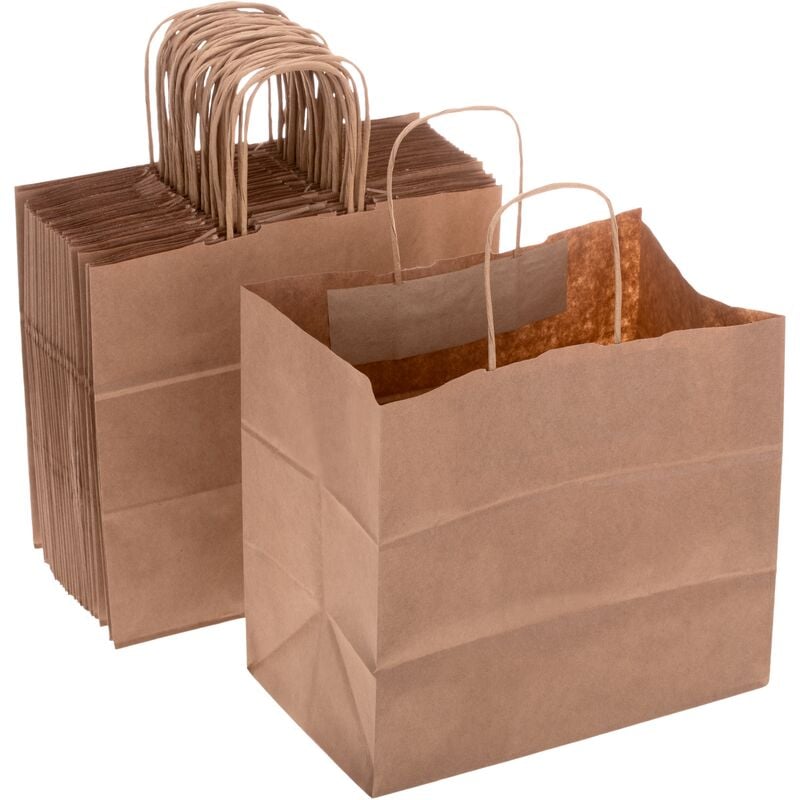 Primematik - sos sacs en papier kraft biodégradable avec poignées, 25 pcs.