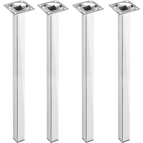 main image of "PrimeMatik - Square table legs for desks cabinets furniture made of chrome plated steel 75cm 4-pack"