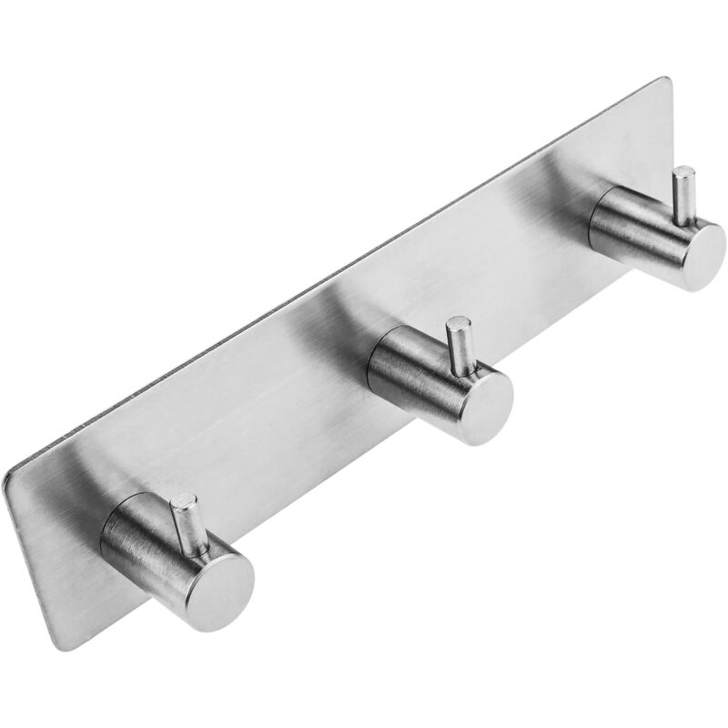 Stainless steel coat hook for wall mount. Clothes hanger and towel rack with 3 hooks - Primematik