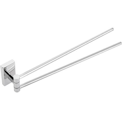 main image of "PrimeMatik - Swivel chrome towel rail double bar model Spool"