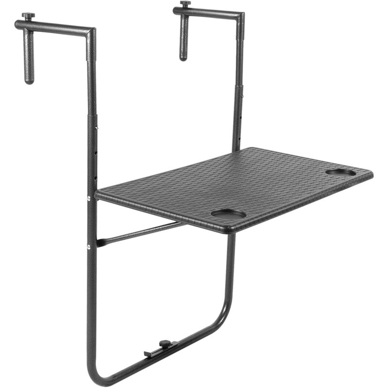 Primematik - Table pliante rectangulaire pour balcon effet tressé noir 60x36 cm