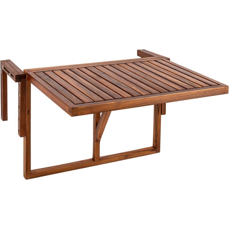Table pliante 60 x 40 cm en bois de teck certifié pour balcon extérieur - Primematik