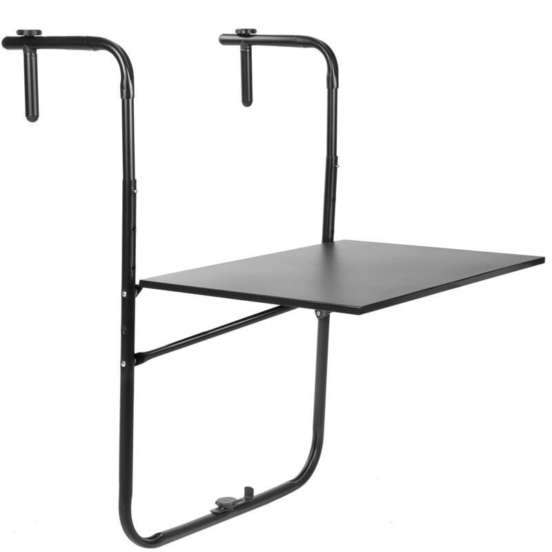 Primematik - Table pliante rectangulaire en métal pour balcon noir 60x40 cm