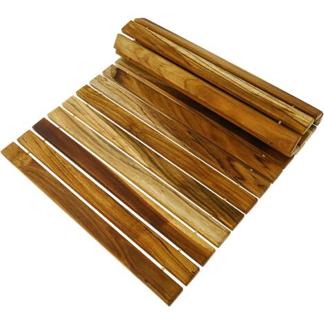 main image of "PrimeMatik - Tarima para ducha y baño enrollable 60 x 40 cm de madera de teca certificada"