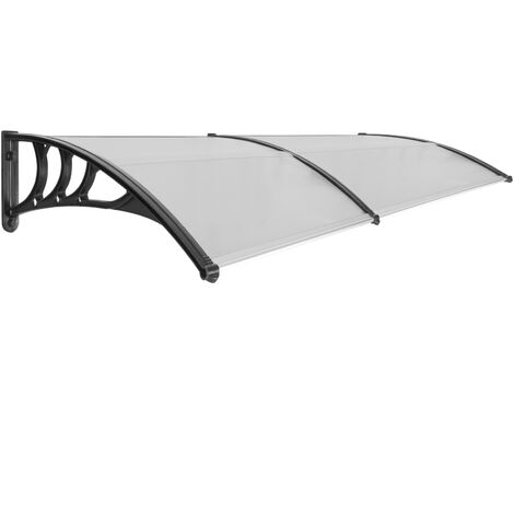 PrimeMatik - Tejadillo de protección 200x80 cm gris oscuro. Marquesina para puertas y ventanas con soporte negro
