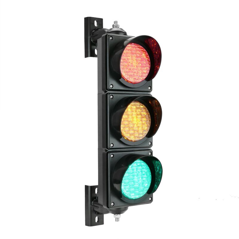 Traffic light for indoor and outdoor IP65 black 3 x 100mm 220V with green yellow and red led light - Primematik