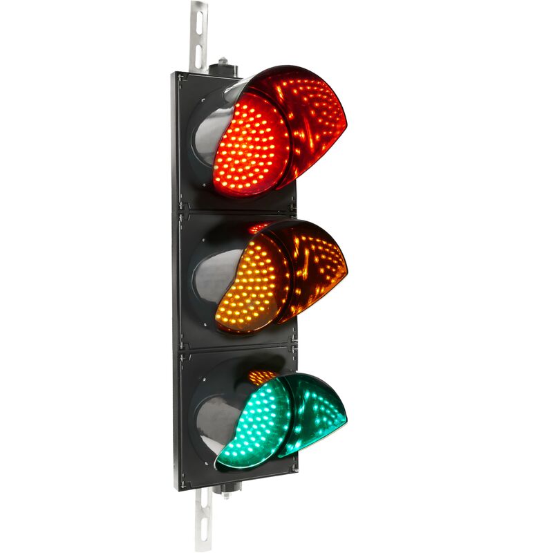 Primematik - Traffic light for indoor and outdoor IP65 black 3 x 200mm 12-24V with green yellow and red led light