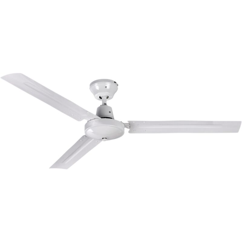 Primematik - Ventilateur de plafond blanc avec commande 5 vitesses 60 w modèle industriel avec fonction hiver et été