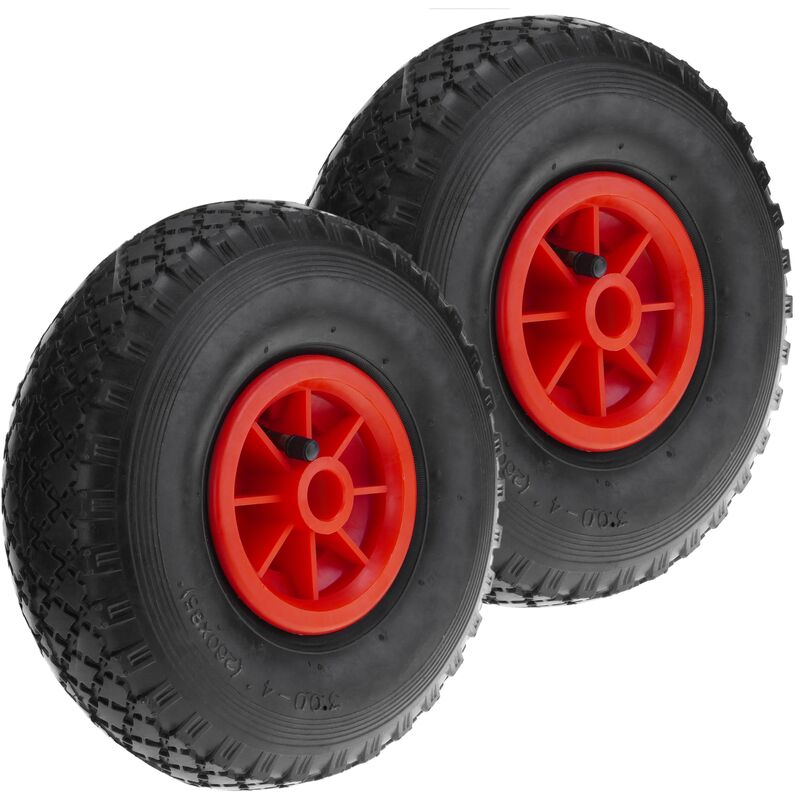 PrimeMatik - Wheelbarrow wheel 2-pack 154 lbs 10x3' 260x85 mm. Replacement tyre for transport platform