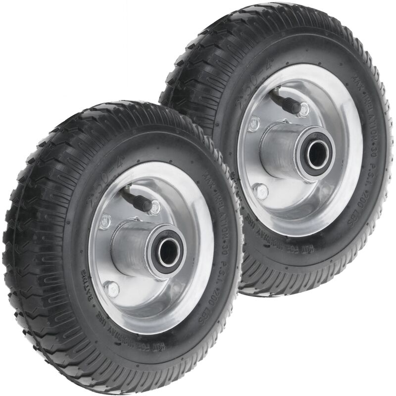 PrimeMatik - Wheelbarrow wheel 2-pack 200 lbs 8x2.5' 203x64 mm. Replacement tyre for transport platform