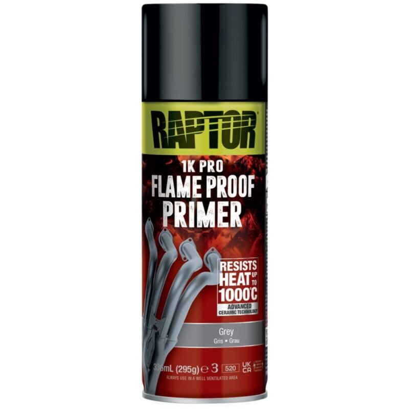 Upol - Primer Gris pour Peinture ignifuge Haute température 336ml Raptor