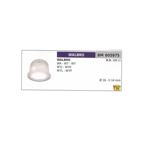 Primer miscela benzina WALBRO WA - WT - WY - WYJ carburatore decespugliatore