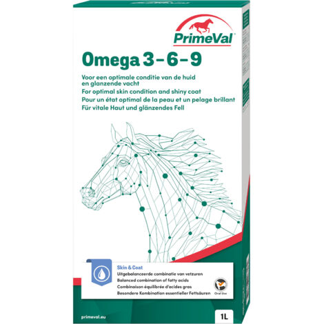 PrimeVal Omega 3-6-9 für Pferde - Für gesunde Haut und glänzendes Fell - 1 Liter