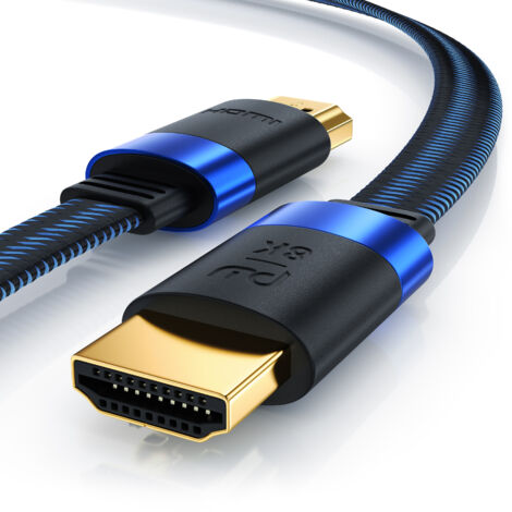 Primewire 8k HDMI Kabel 2.1 - Flachbandkabel Ultra High Speed II Ethernet, 8K UHD II, 3D TV, eARC, HDR10+ 120 Hz mit DSC, 7680 x 4320, Verlegekabel - 1m