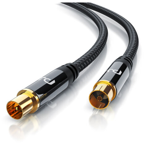 Primewire HDTV Antennenkabel mit Braiding - 2-fach Schirmung - Stoffummantelung - 75 Ohm / 135 dB - 0,5 m