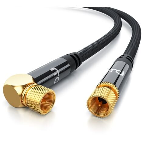 Primewire HDTV Satellitenkabel gewinkelt mit Braiding - 135Db - 75 Ohm - Stoffummantelung - 2 m