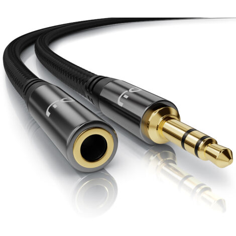 Primewire Klinkenkabel 3,5 mm AUX - Audio Verbindungskabel / Kupplung mit Nylonmantel - 5m
