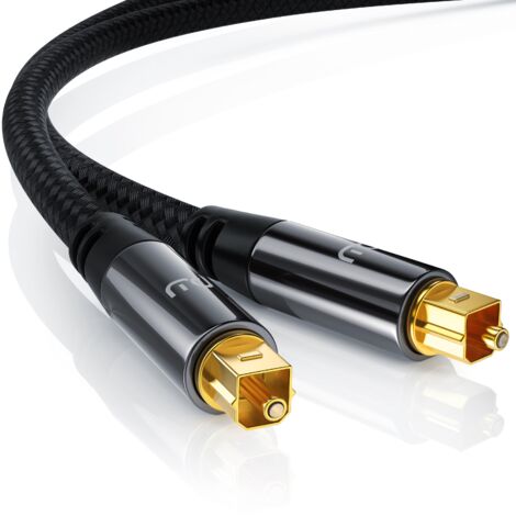 Primewire Optisches-Kabel, S/PDIF, Toslink, Lichtwellenleiter mit Metallstecker & Nylonmantel, Audiokabel - 3m