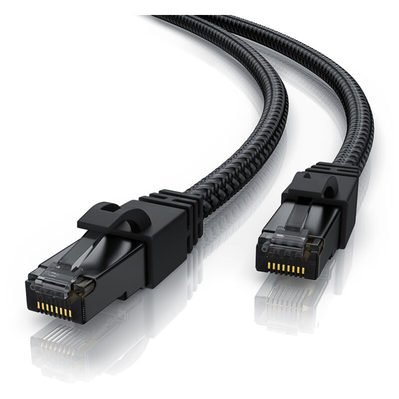 Primewire Patchkabel Cat 7 Mit Baumwollummantelung - Gigabit Ethernet Lan Kabel - Black Series - 10 Gbit/s - S/ftp Pimf Schirmung - Netzwerkkabel -