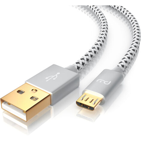Primewire Premium Micro USB 2,4A Schnellladekabel - Nylonkabel Metallstecker - High Speed Ladekabel / Datenkabel - 1m