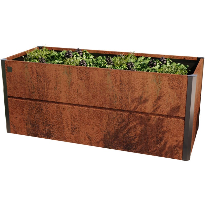 Primeyard 200 x 85 x 77 cm Carré potager surélevé nele, acier corten, aspect rouille